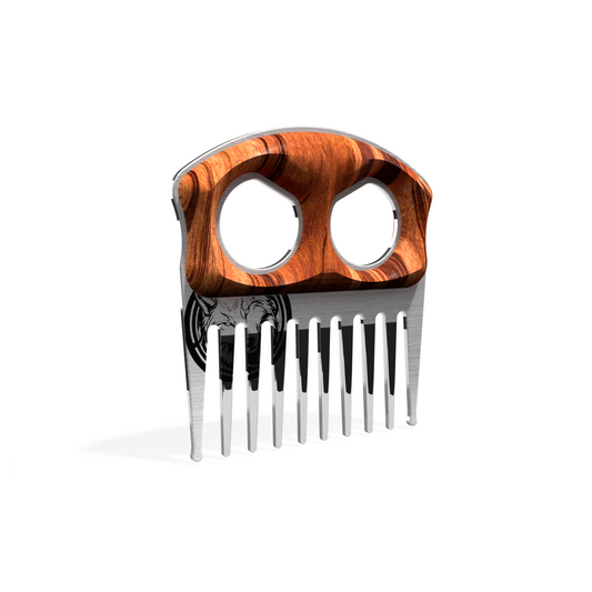 Tiger Wood Stainless Beard Pick